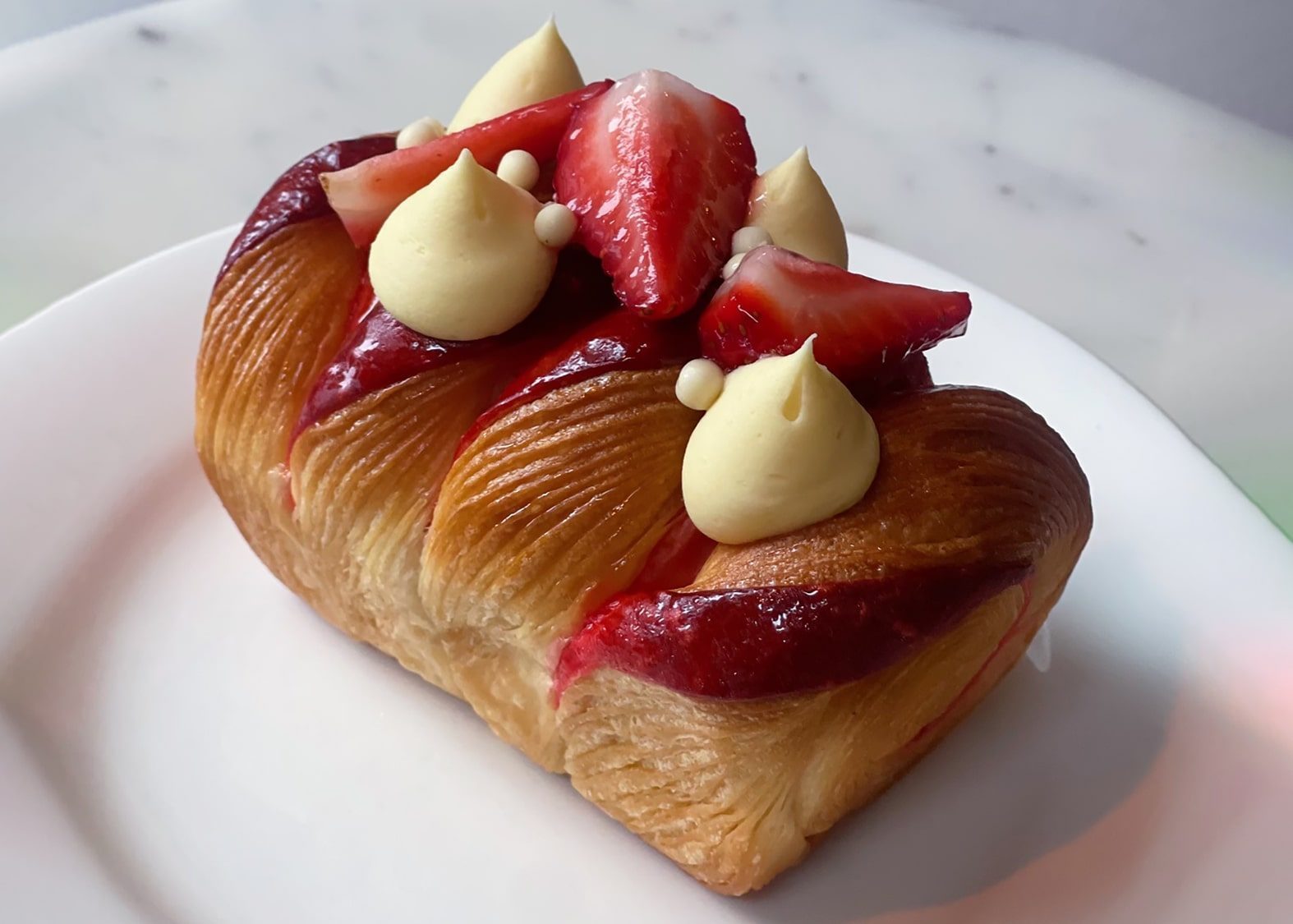 The strawberry pastry at Petit Pierre, like the rest of the bakery’s offerings, remains true to French techniques.