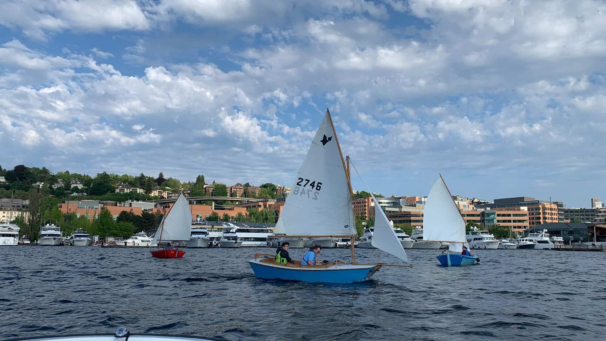 Boats sailing on Lake Union.