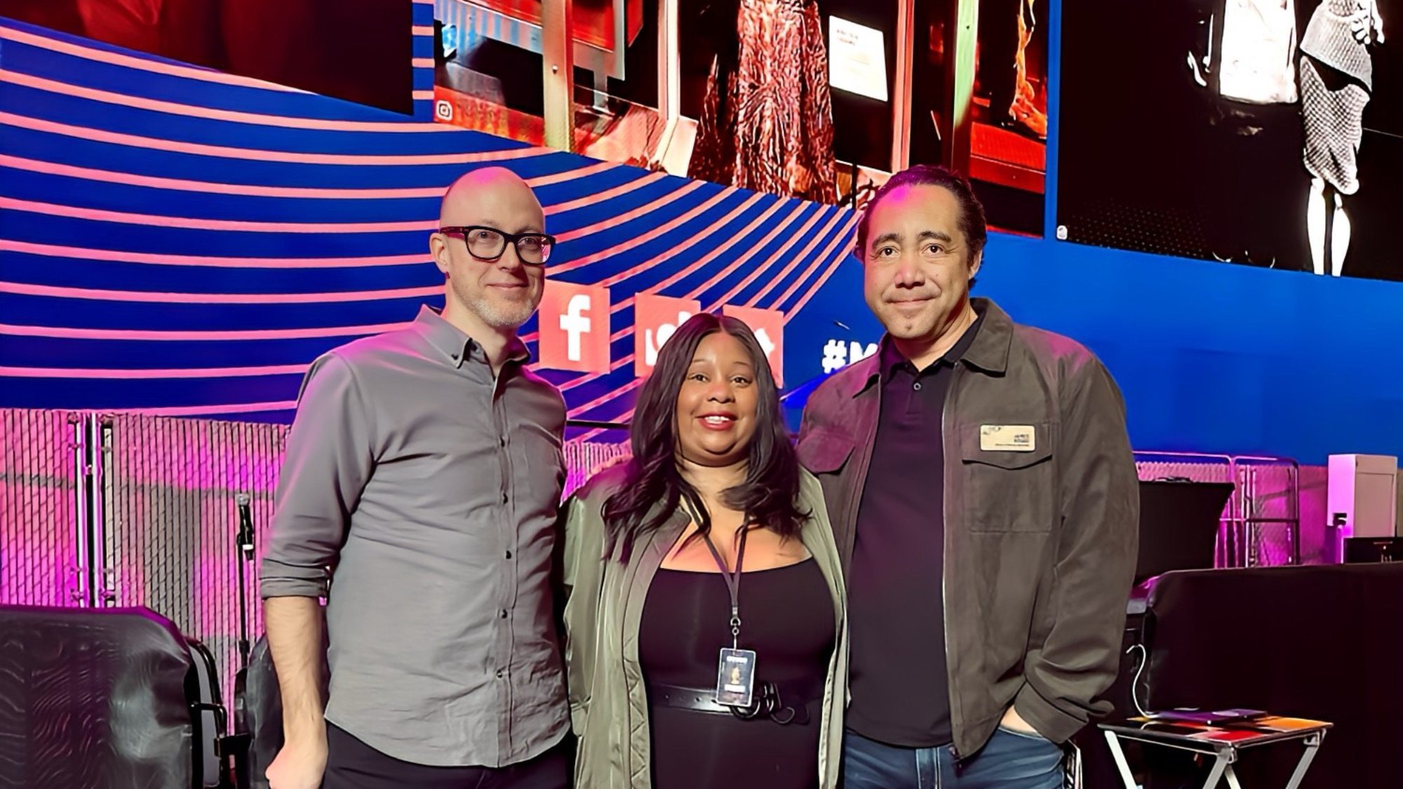 Left to right: MoPOP Director of Curatorial, Collections + Exhibitions Jacob McMurray, CEO Michele Smith, and Vice President of Operations & Government Affairs James Vegas