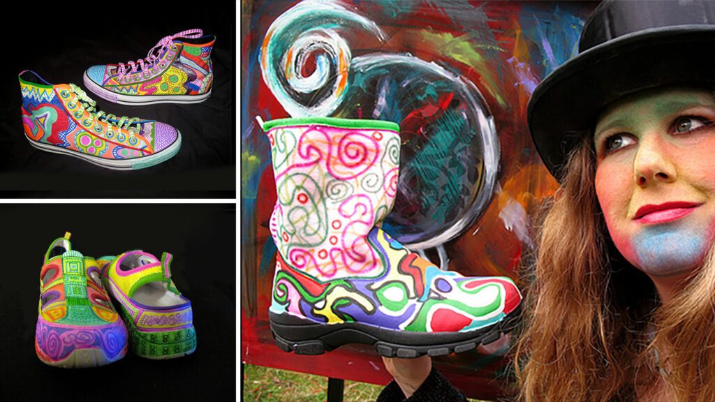 Colorful, artistically hand-painted shoes