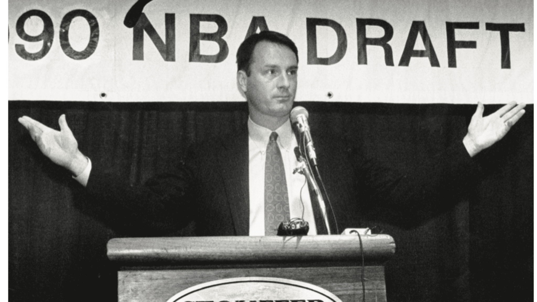 Sonics GM Bob Whitsitt announces future Hall of Famer Gary Payton as the club’s top pick in the 1990 draft.